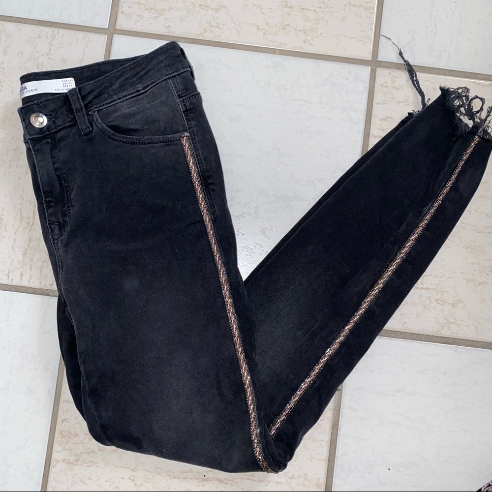Zara black embellished jeans